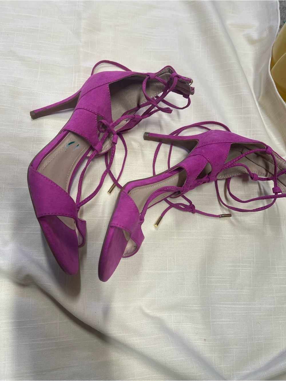 Marc Fisher pink suede lace up Heels size 7.5M